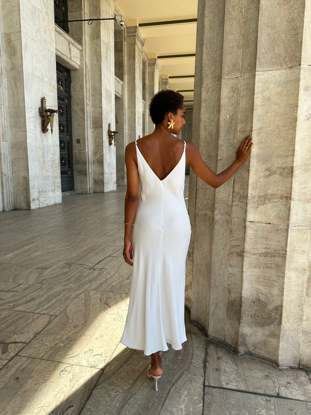 SLIP DRESS OFF WHITE