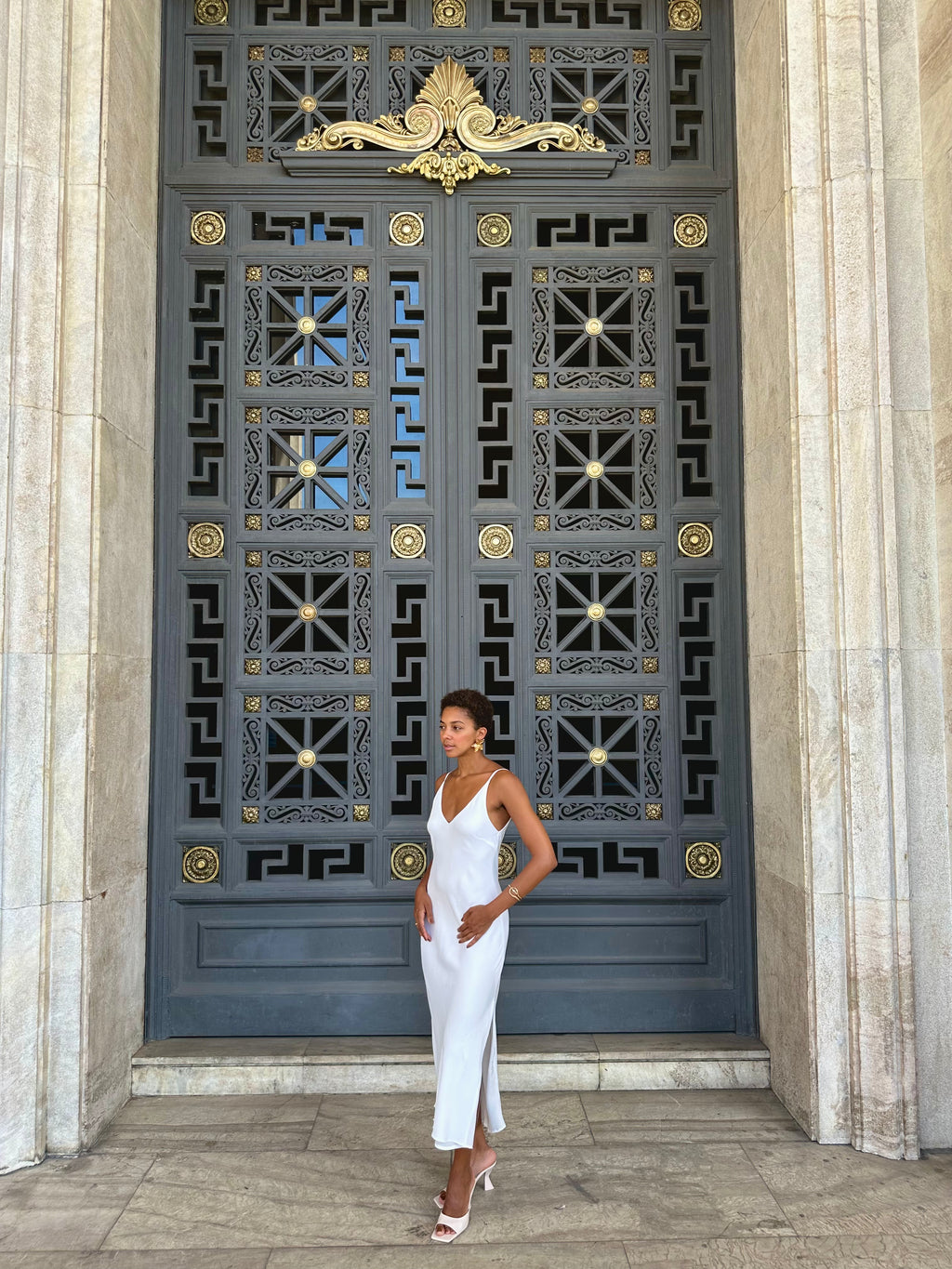 SLIP DRESS OFF WHITE