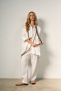 CONJUNTO CALÇA + CAMISA LINHO PURO OFF WHITE