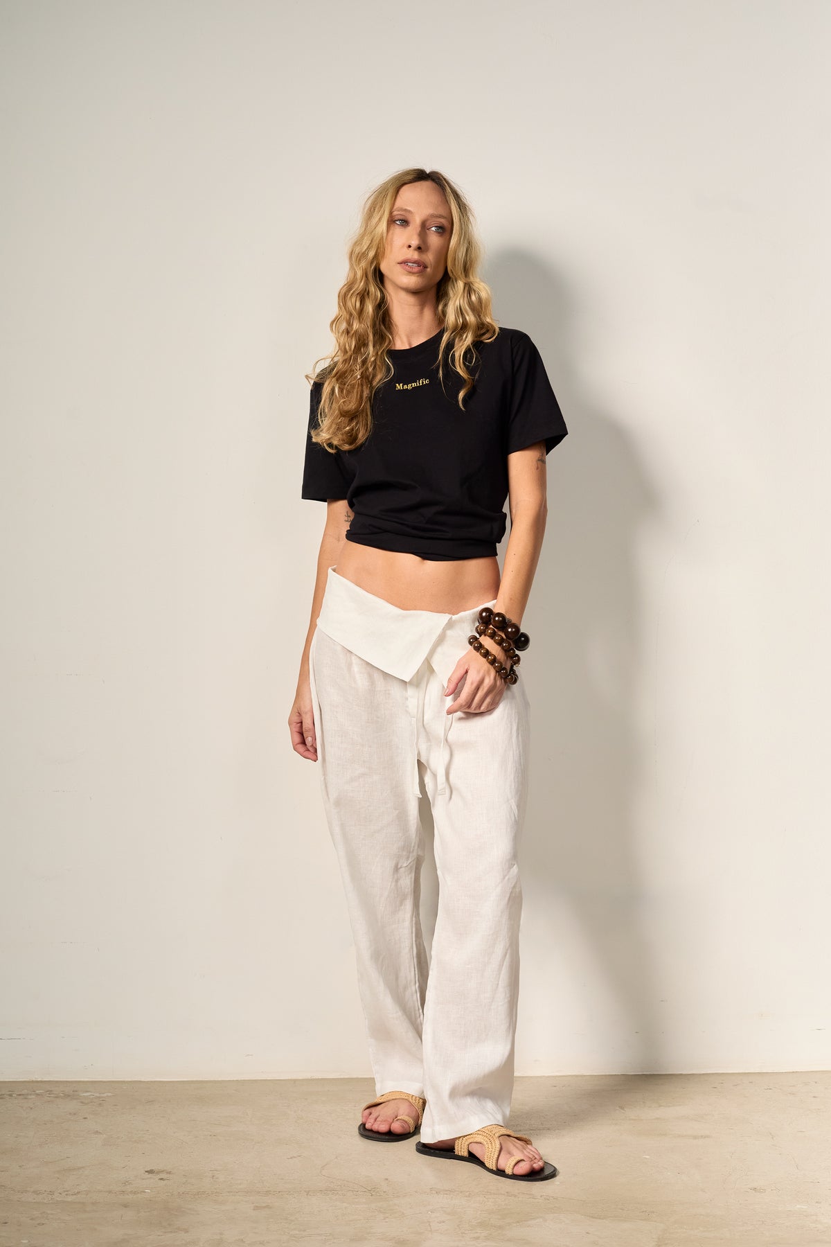 CALÇA LINHO PURO OFF WHITE