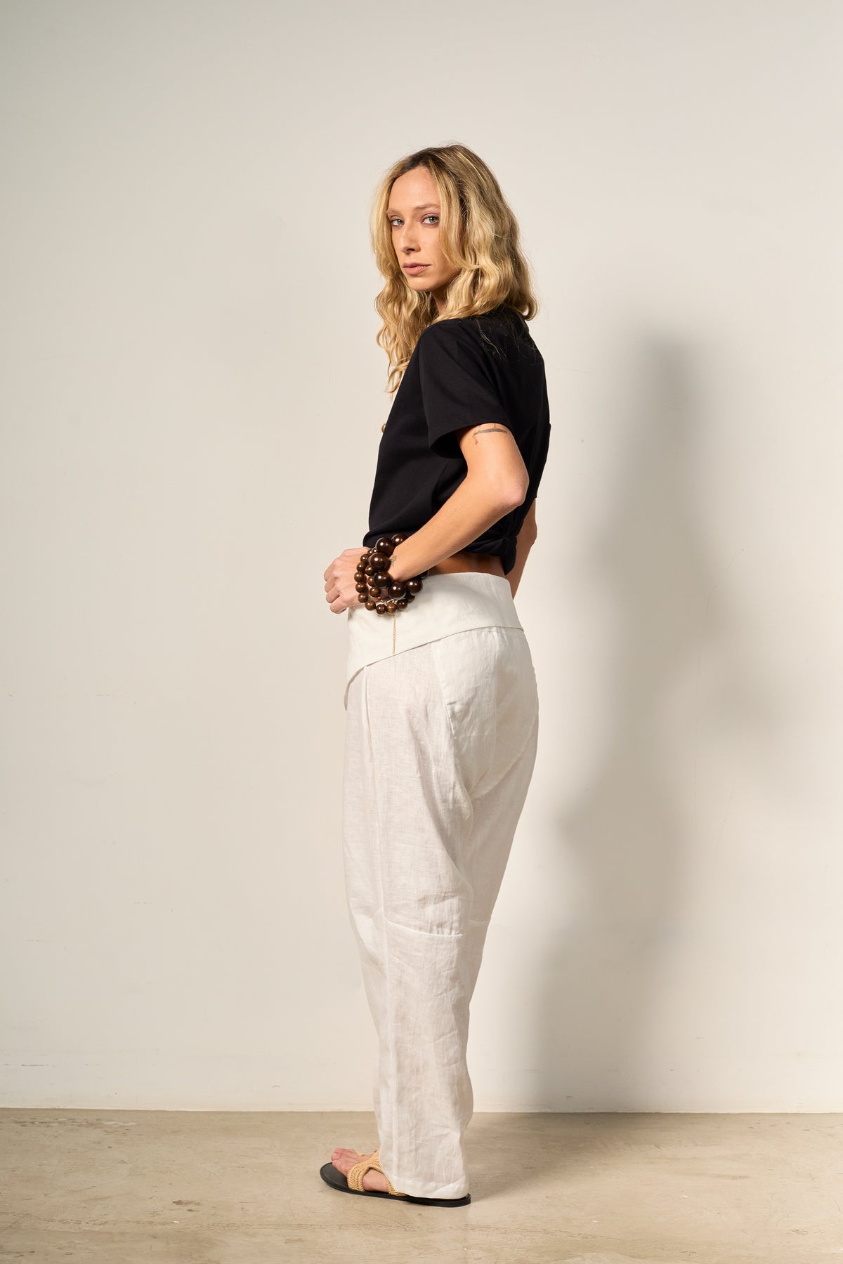 CALÇA LINHO PURO OFF WHITE
