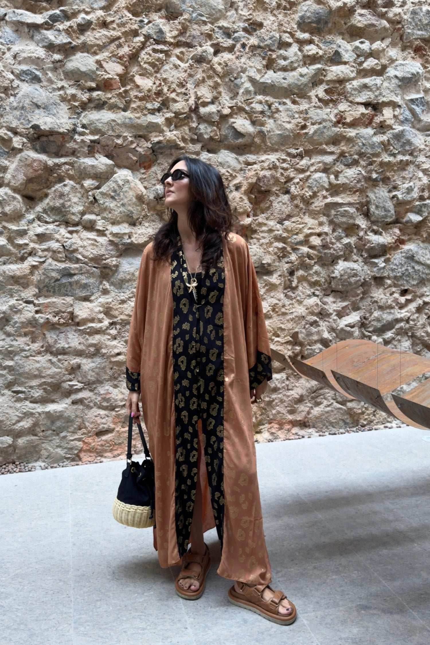 KIMONO ANIMAL PRINT BICOLOR LONGO - BOOBOO