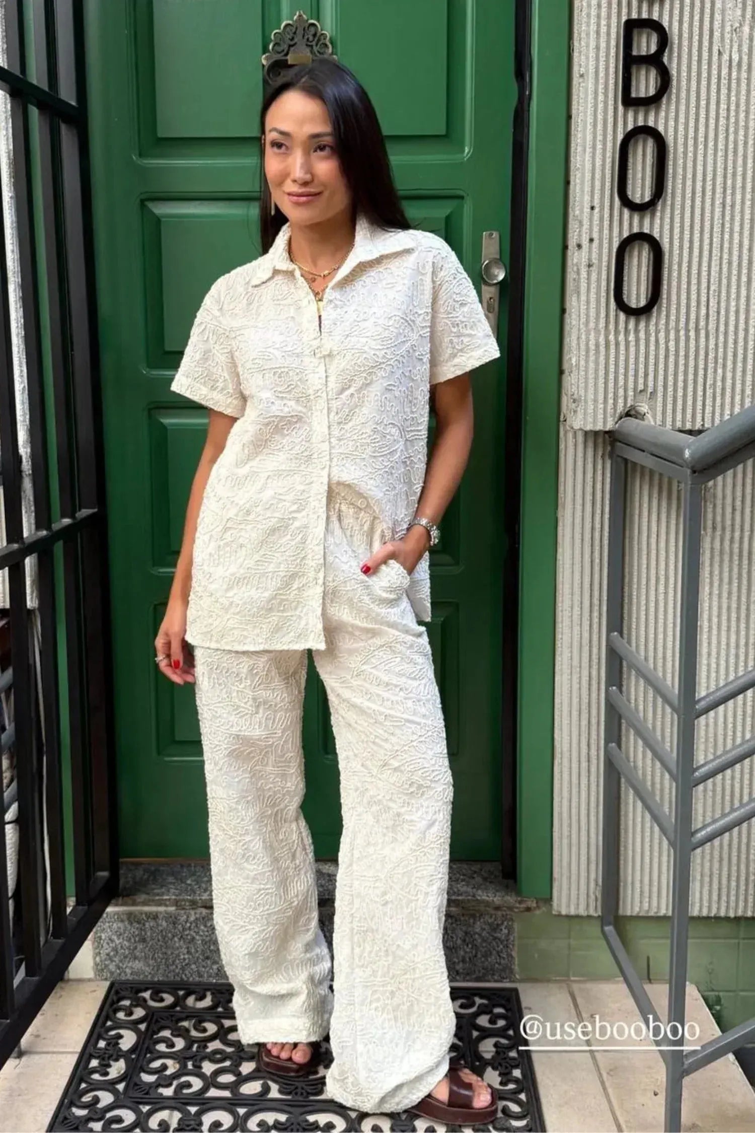 CAMISA BORDADA OFF WHITE-BOOBOO