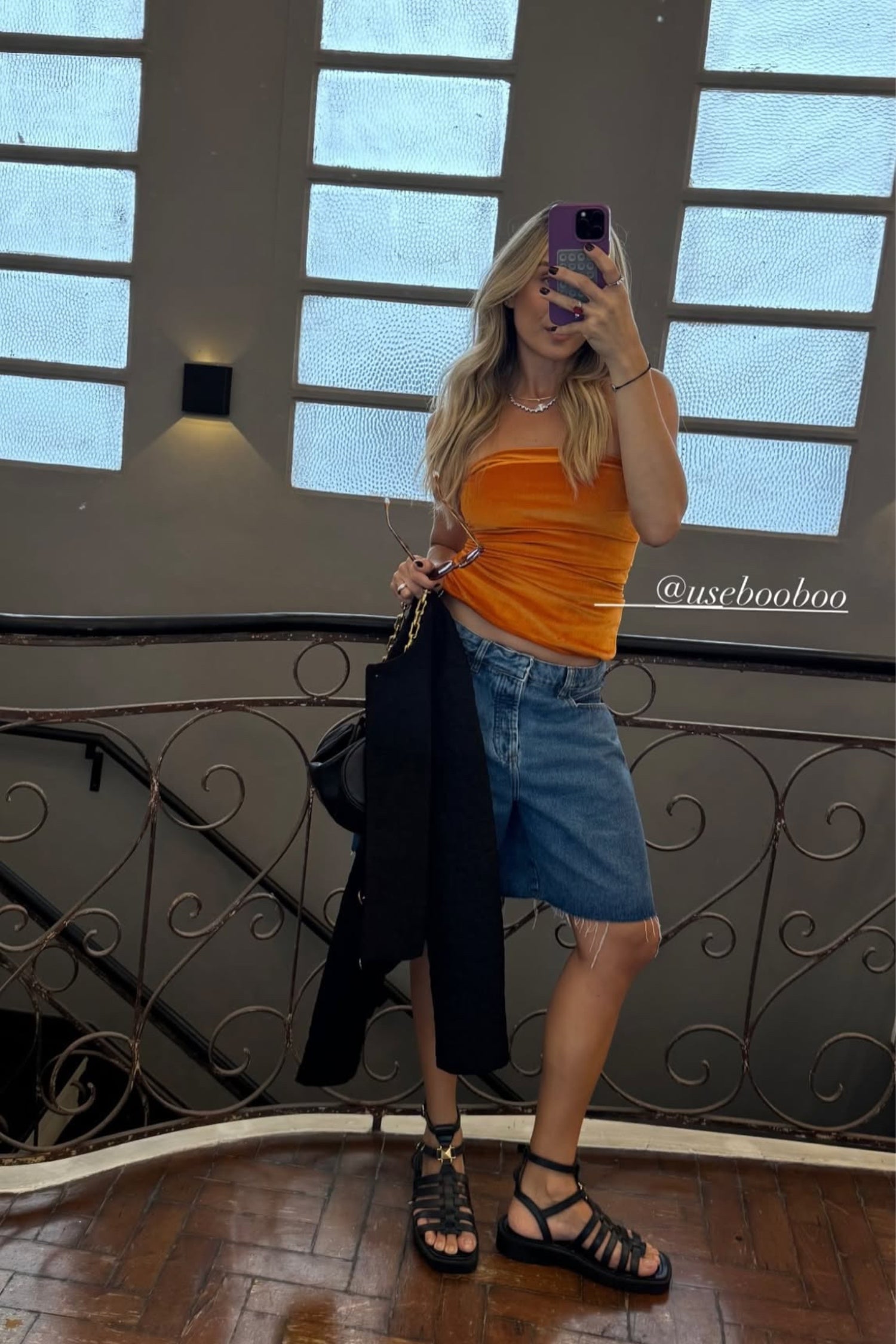 BLUSA SEM ALÇA VELUDO LARANJA