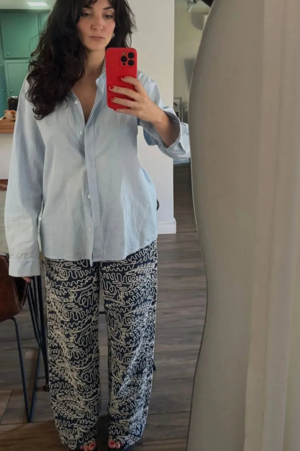 CALÇA BORDADA AZUL MARINHO-BOOBOO