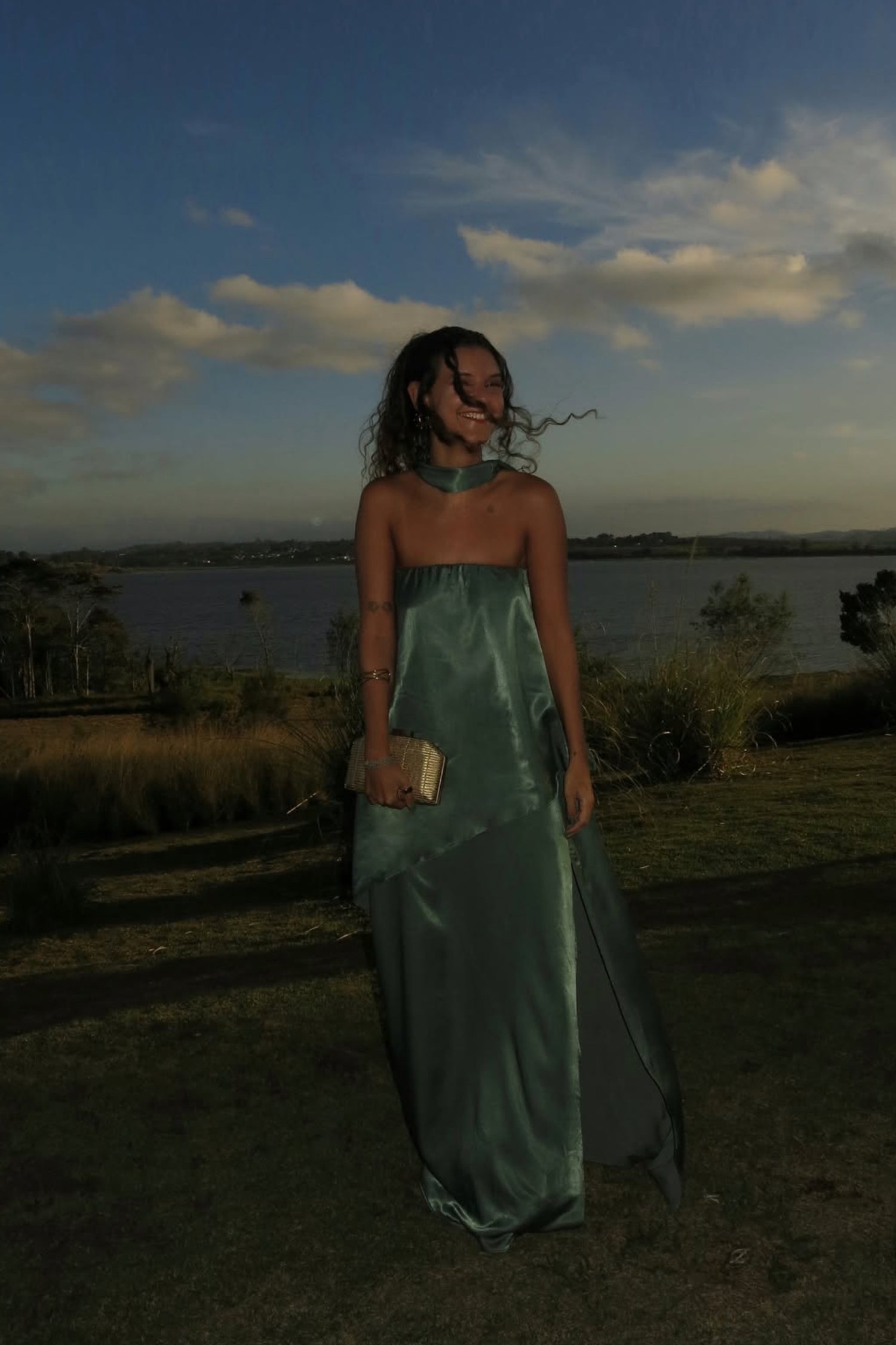VESTIDO LONGO CAMADA VERDE