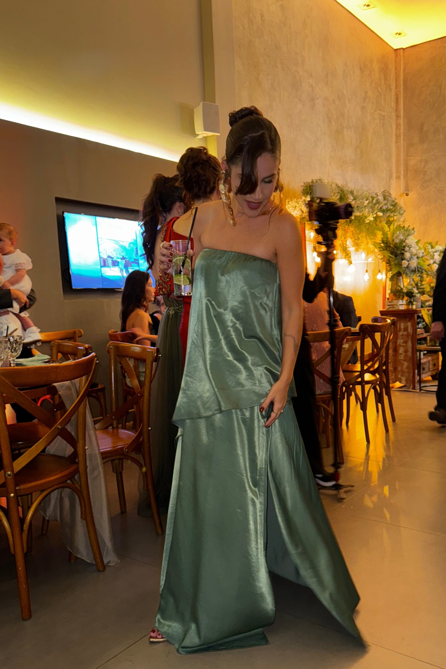 VESTIDO LONGO CAMADA VERDE