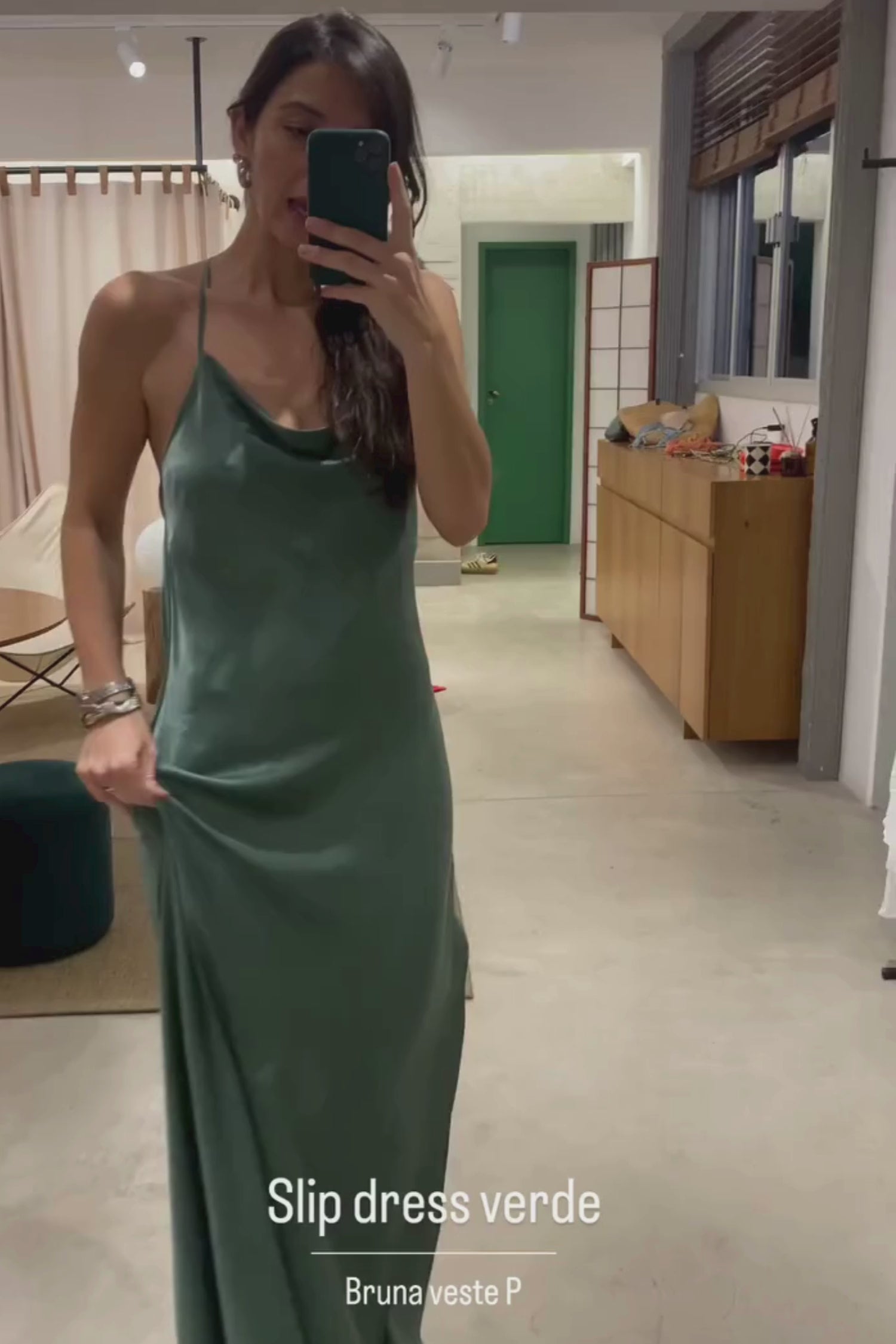 SLIP DRESS LONGO VERDE