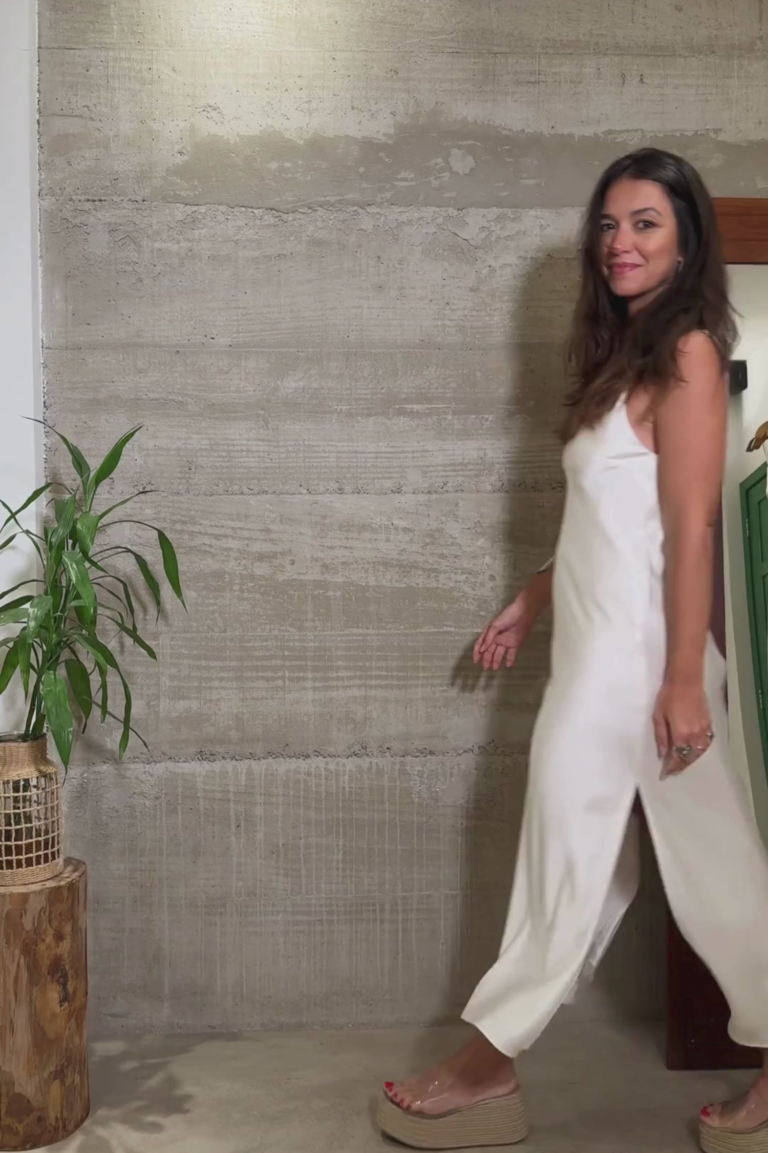 SLIP DRESS OFF WHITE