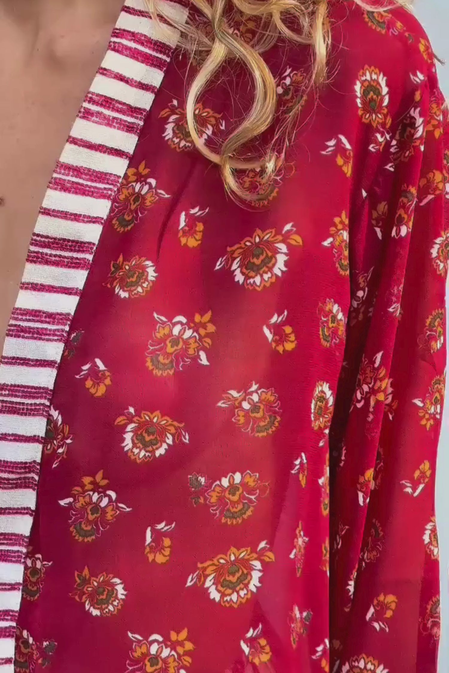 KIMONO LONGO ESTAMPADO MARSALA