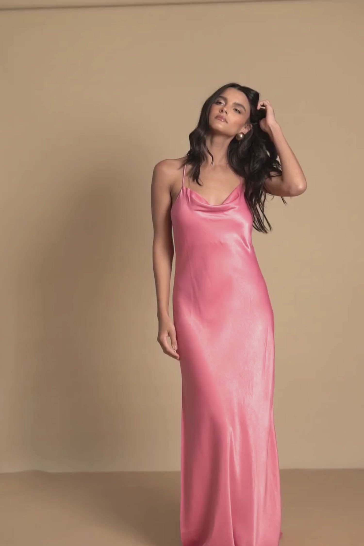 SLIP DRESS LONGO ROSA
