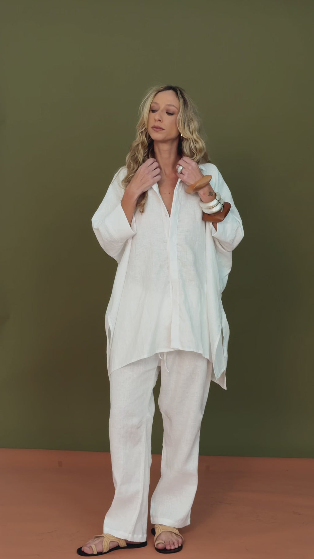 CAMISA LINHO PURO OFF WHITE