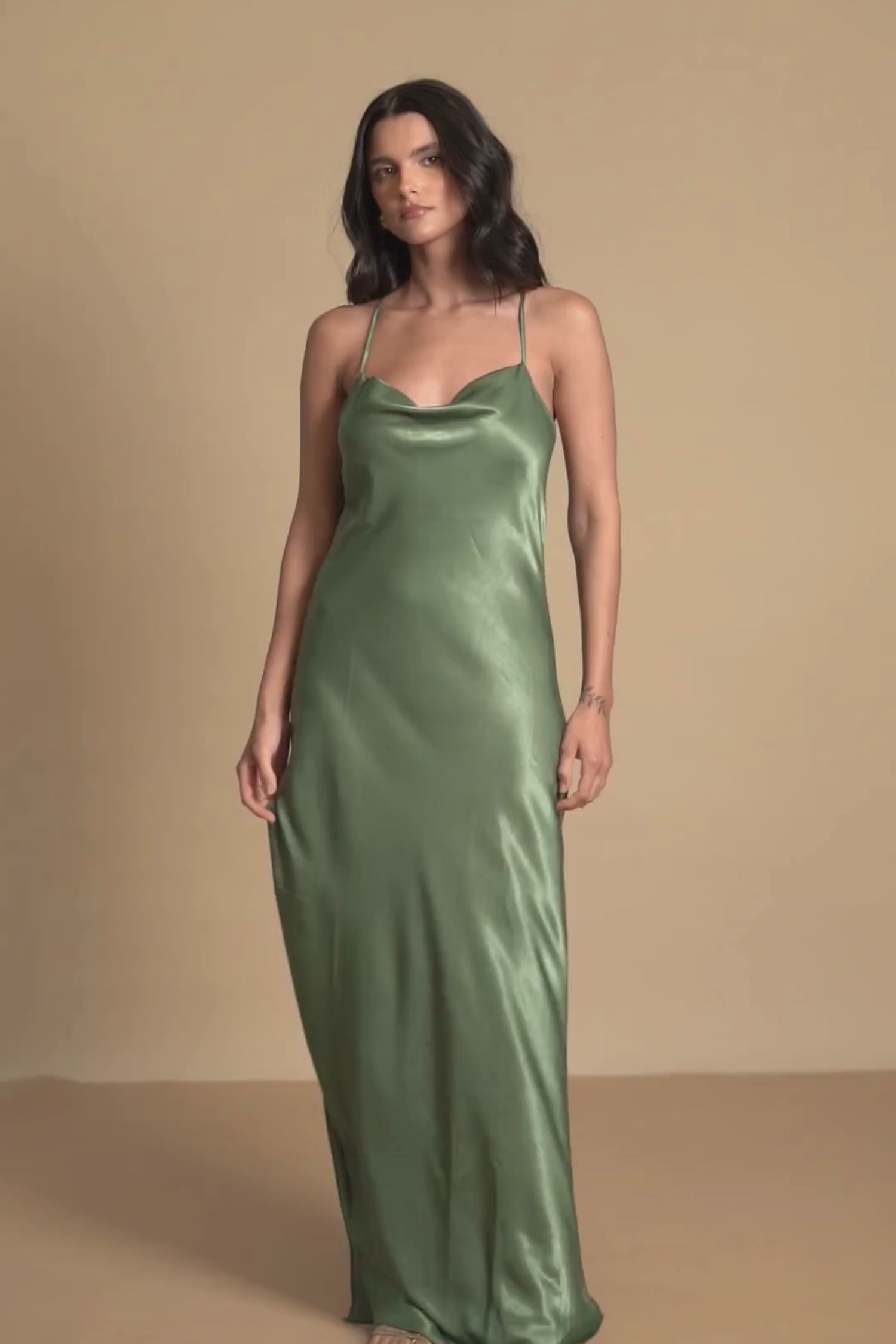 SLIP DRESS LONGO VERDE
